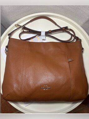 Coach Leather Shoulder Bag in Saddle Brown